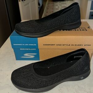 New Skechers Go Step Lite Glimmer Black Slip On Sneakers Shoes size 7.5